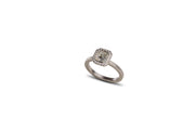 Todd Reed ring forged in palladium and set with cushion cut diamond(1.73cts)and white brilliant cut Halo(.10cts)